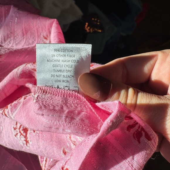 Mud Pie Pint Trenton Printed Ruffle Sleeve Blouse Pink Romantic Cottagecore S - Picture 6 of 6